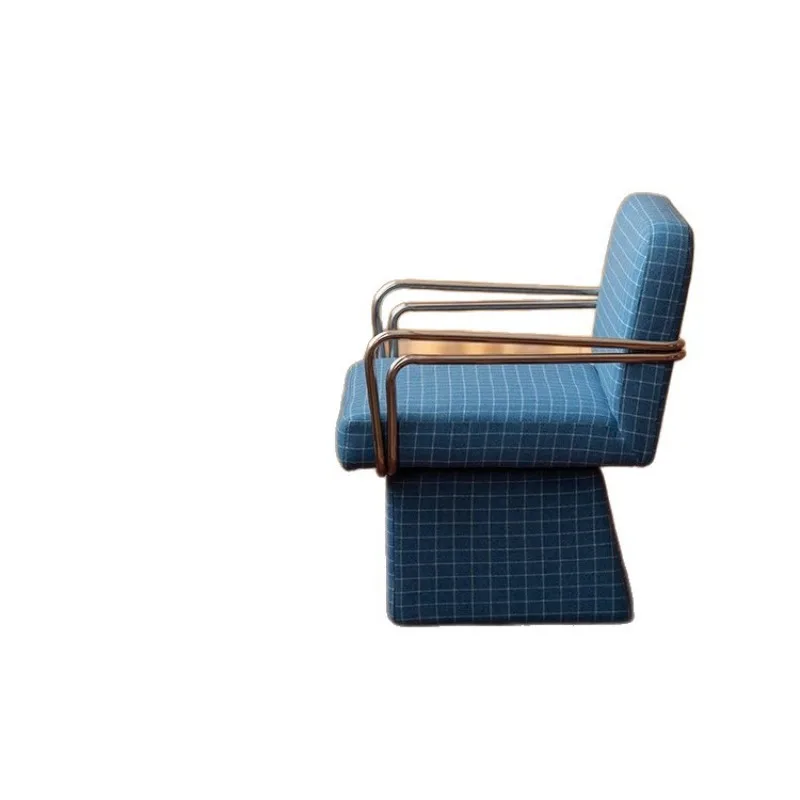 Rotatable sofa chair, living room balcony casual sofa chair, modern simple blue plaid single chair