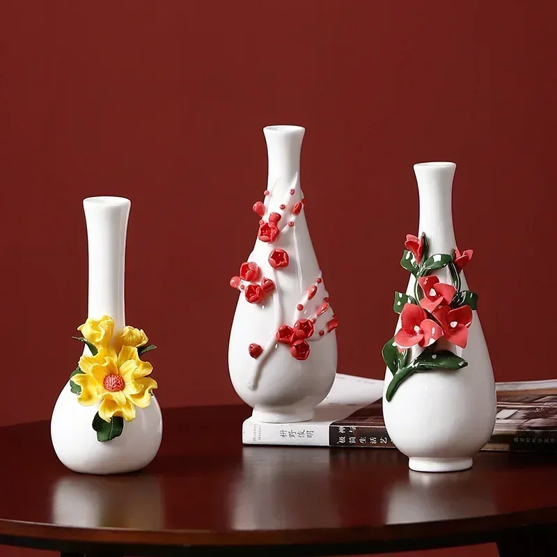 Hand pinched flower ceramic simple hydroponic small vase creative mini small fresh flower decoration crafts