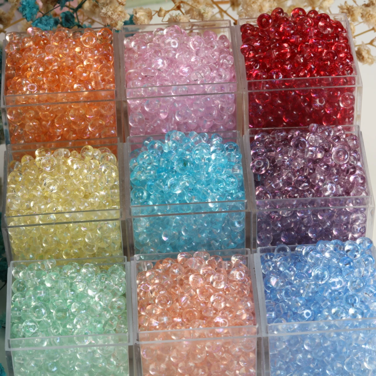 2x4mm Translucent Abacus Glass Beads Shiny Multicolor Spacer Beads for DIY Bracelet Necklace Earrings Jewelry Accessories