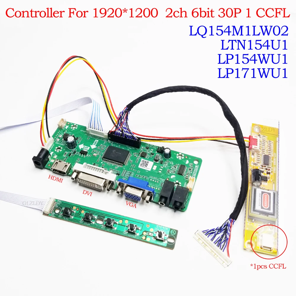 Controller board kit for LP154WU1 LP171WU1 1920X1200 30Pin 1CCFL HDMI DVI VGA Audio driver DIY portable screen Monitor display