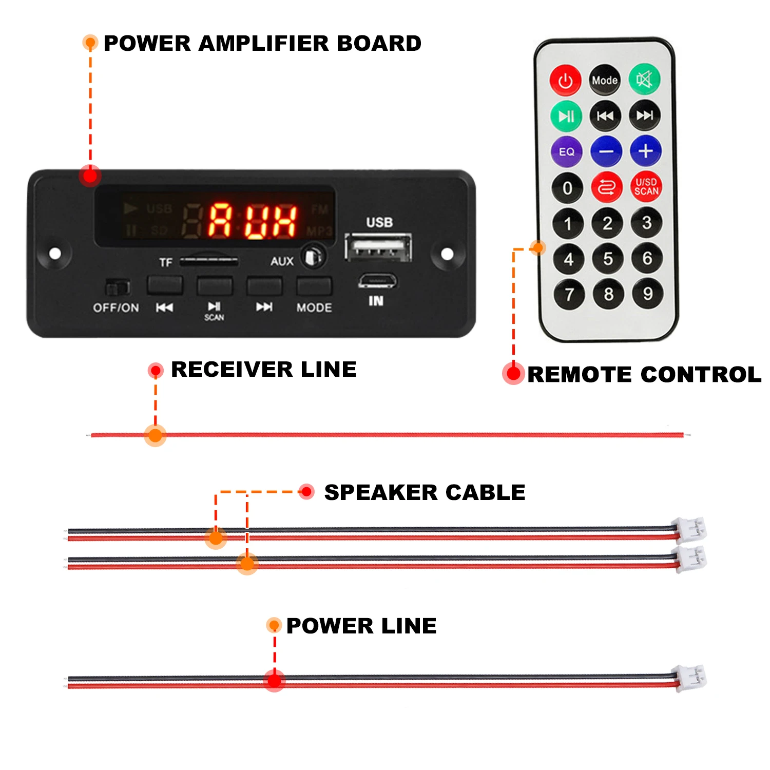 50W Versterker 12V MP3 Decoder Board 25W 5V 18V Bluetooth 5.0 USB TF FM Radio Module voor Luidspreker Met Handsfree Voice Record