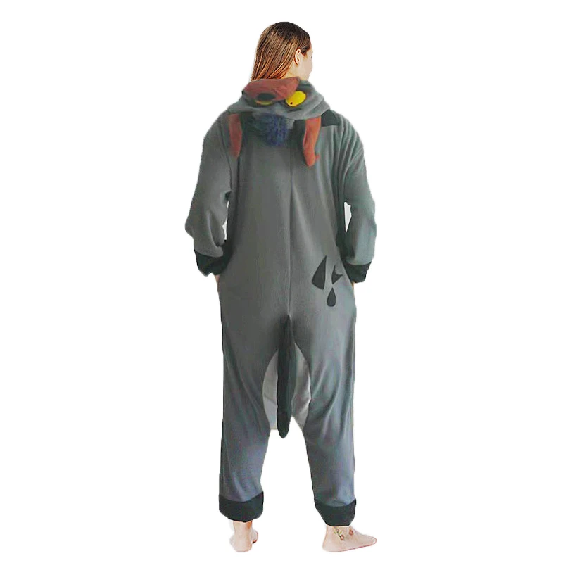 Zipper Hyena Onesies Women Men Cosplay Dog Adult Kigurumi Animal Pajama Cartoon Festival Homewear Winter Warm Suit Overalls