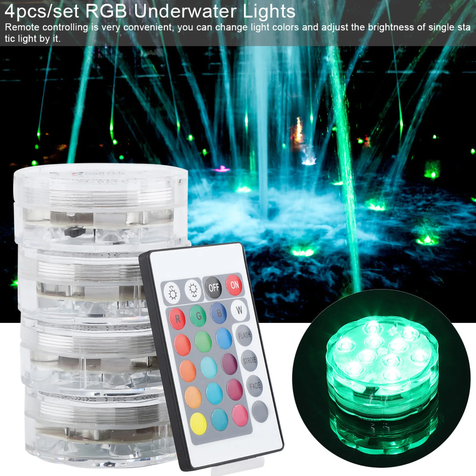 

Remote Control Underwater Light /Set LED RGB Lights Waterproof Remote Control Underwater Lamp Wedding Party Vase Decor