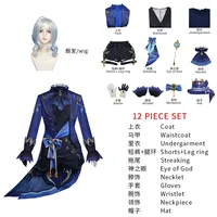 Furina Cosplay Costume Wig Hair Impact Fontaine Focalors with Hat Black Suits High Heel Cosplay Shoes for Women Outfits