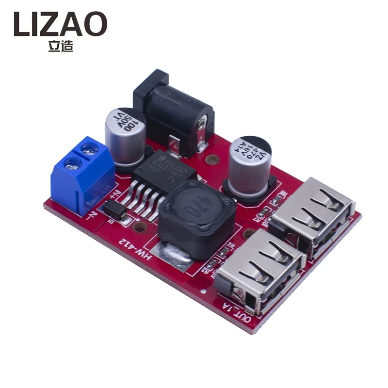LM2596S Dual USB DC-DC Step-Down Module, 9V-36V to 5V 3A Buck Converter for Car/Solar Power Supply Module