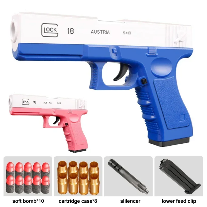 Toy Pistol Soft Bullet Toy Guns M1911 Shell Ejected Foam Darts Blaster Manual Airsoft Weapon with Silencer For Kids Adults