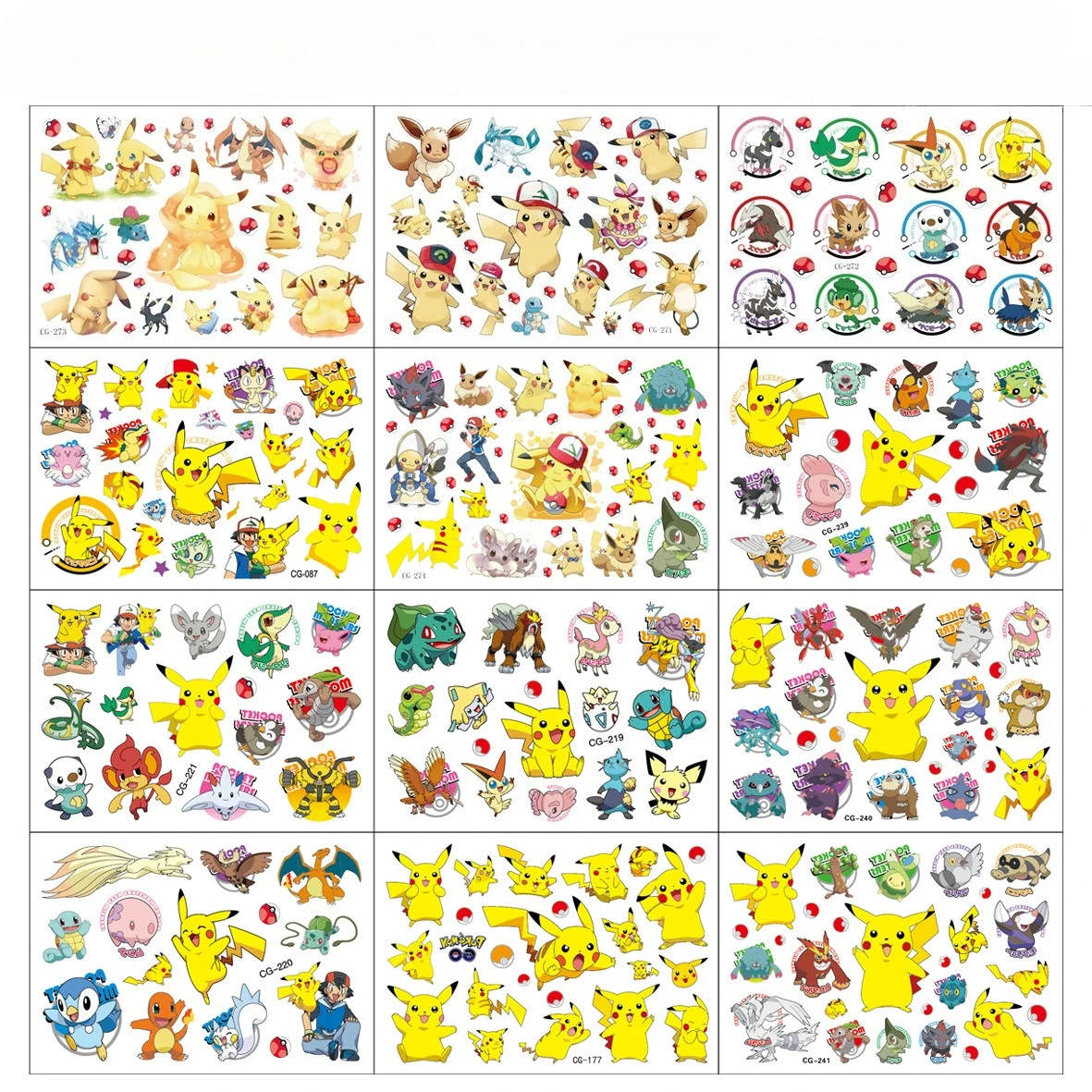 

Pokemon Temporary Tattoo Stickers for Kids Cute Birthday Party Supplies Favors - Non-Removable Body Art Decals