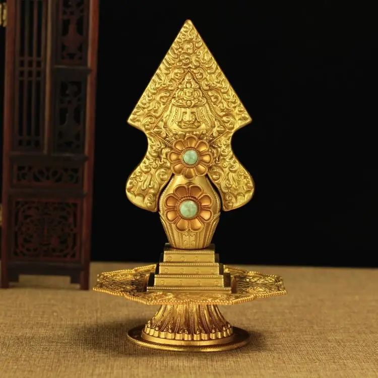 ZZ Ethnic Style Copper Torma Offering Set Golden Butter Flower Fruit Craft Decor Accessory