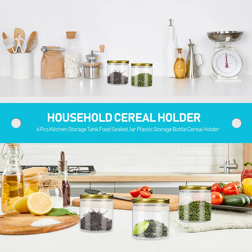 

10 pcs Storage Bottle Transparent Plastic Container For Food Preservation Airtight Kitchen Jar Sealed Can Dried Fruit Tea Leaf