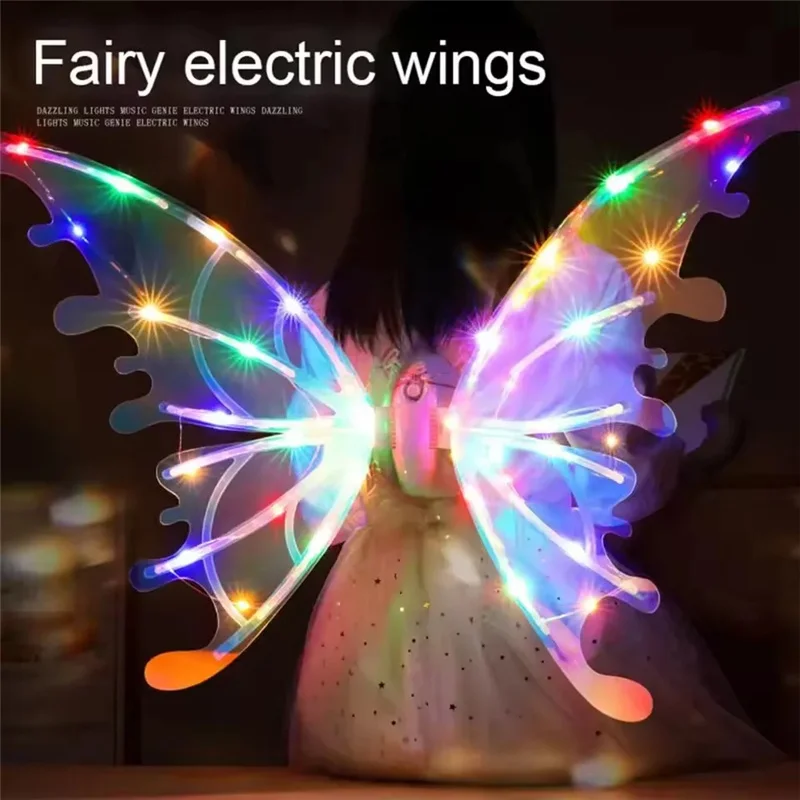 Electric Fairy Wings With Music Lights Children Toy Elf Wings Dress Up Role-playing  Glowing Shiny Toys Gift For Kid