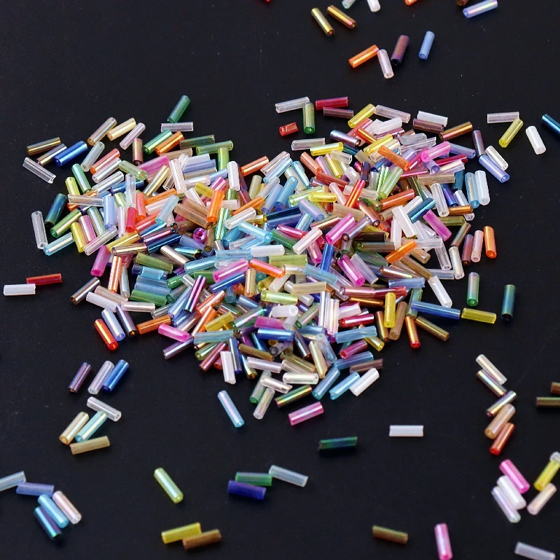 Colorful 300Pcs Seedbeads 11/0 Tube bead 2x6mm Bugles Glass Seed Beads For DIY  Jewelry Making Women Garments Accessories