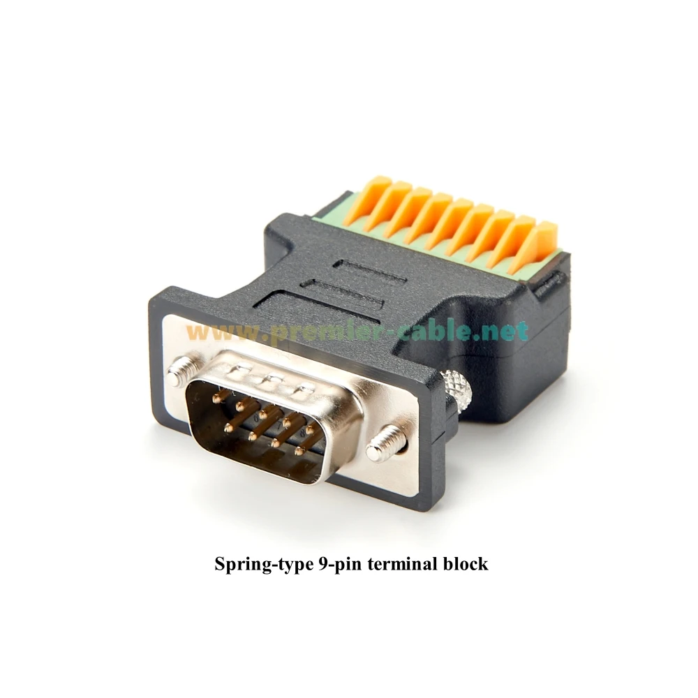 DB9 Male Solderless Terminal Block D-Sub 9Pin to Spring Wiring Adapter DB9 to 9Pin Crimp Press Terminal Block Adapter Converter