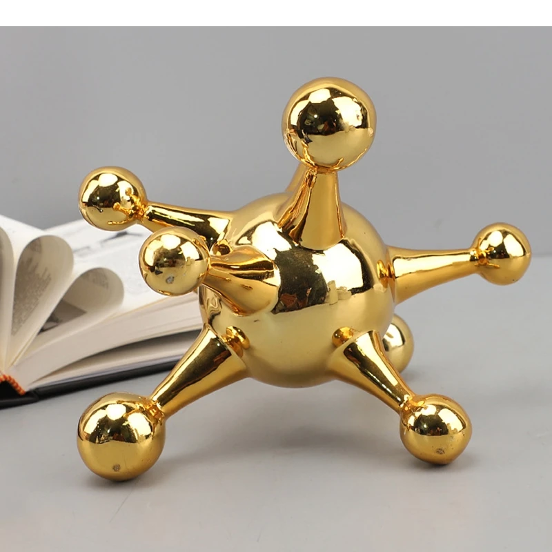 Molecular Structure Atomic Nucleus Creative Ornaments Desk Decoration Golden Molecular Structure Model Room Aesthetic Decor