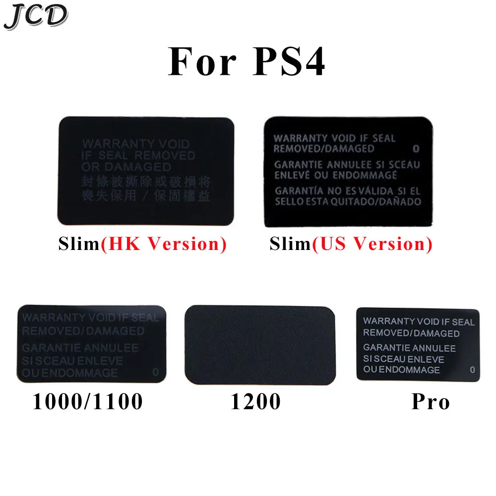 JCD 4pieces Label Sticker For PS4 Pro Slim 1000 1100 1200 2000 Console Housing Seals Tamper-Proof Label Warranty Repair Sticker