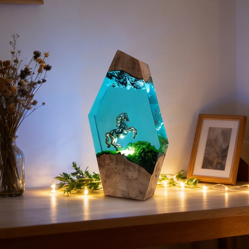 

New Model Benetton Resin Handicraft Home Decor Tabletop Ornament Resin Lamp Set Commemorative Gift for The Living Room