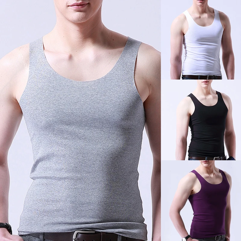 

Summer Seamless Mens Solid Tank Tops Ice Silk Tank Top Comfortable Stringer Muscle Sleeveless Top Men Gym Vest Workout Wear