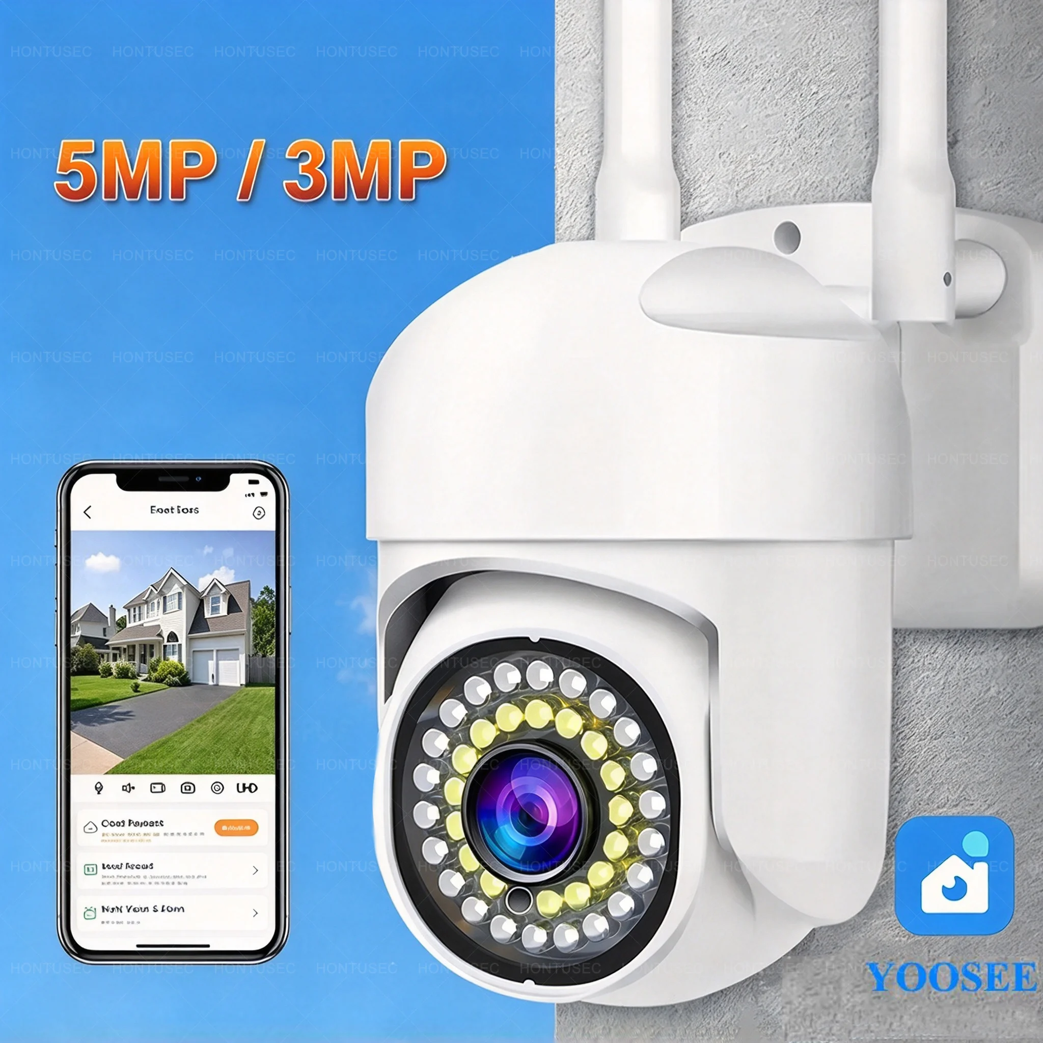 YOOSEE APP 2.4G Wifi PTZ Camera 5MP Auto Tracking Two Way Audio Color Night Vision Outdoor Waterproof Wireless Security Camera