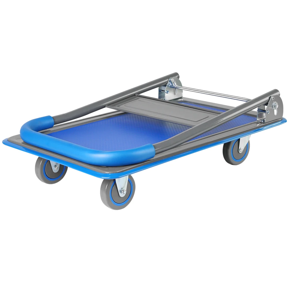 Caminhão de mão de plataforma móvel para casa, Grande carrinho dobrável, Heavy Duty, dobrável, alça giratória, ferramentas de carroça de cama plana