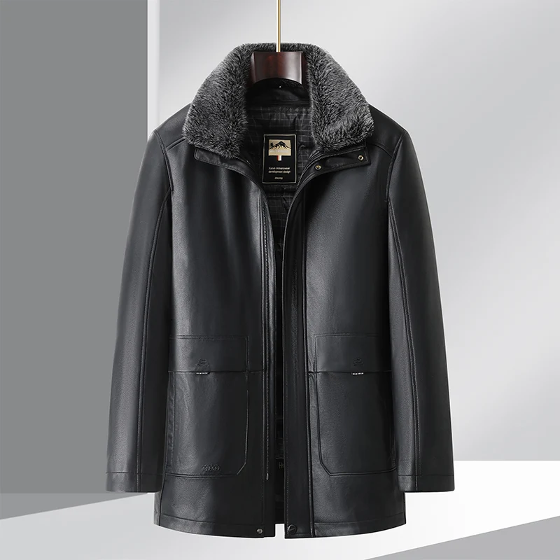 

Thiened Flap Collar Cotton Jaet Winter Clothes for Middle-Aged Men Warmth Resistant Dad Sle Busin Casual Long Sve