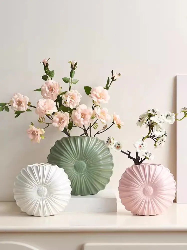 Light luxury ceramic vase ornaments, flower arrangements, foyer, living room, TV cabinet, dining table, dry flowers, home soft d