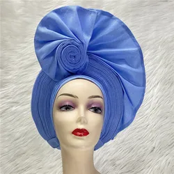 High Quality African Nigeria Gele Elegant Helmet With Stones Headband Turban Head Scarf Head-Hat Auto Gele Brand New Hats 7L1183