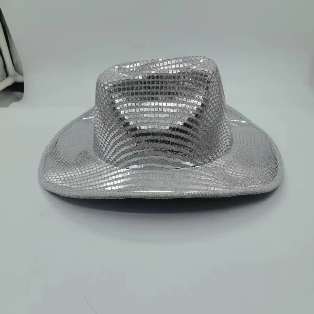 Fashion Shiny Sequin Western Cowboy Hat Gold Sparkle Glitter Jazz Hat Cap Ethnic Style Summer Hat Street Party