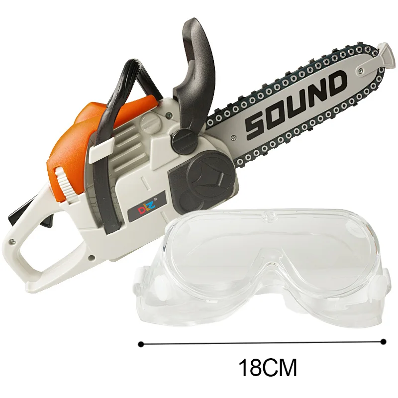 Image 3: Tronçonneuse jouet avec lunettes enfants tronçonneuse électrique avec son enfants jouet outils pour banc à outils garçons cadeau semblant jouer jouets