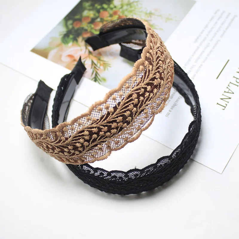 

Широкие кружевные ленты для волос для девочек, нескользящие ленты для мытья лица, макияжа для дневного использования и выхода, универсальные аксессуары для волос