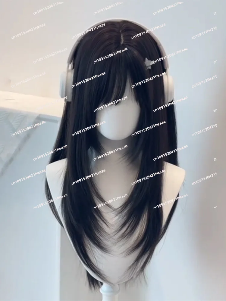 

Suitable for wig women's high-level two-dimensional long straight hair, daily simulated hair, full head cover