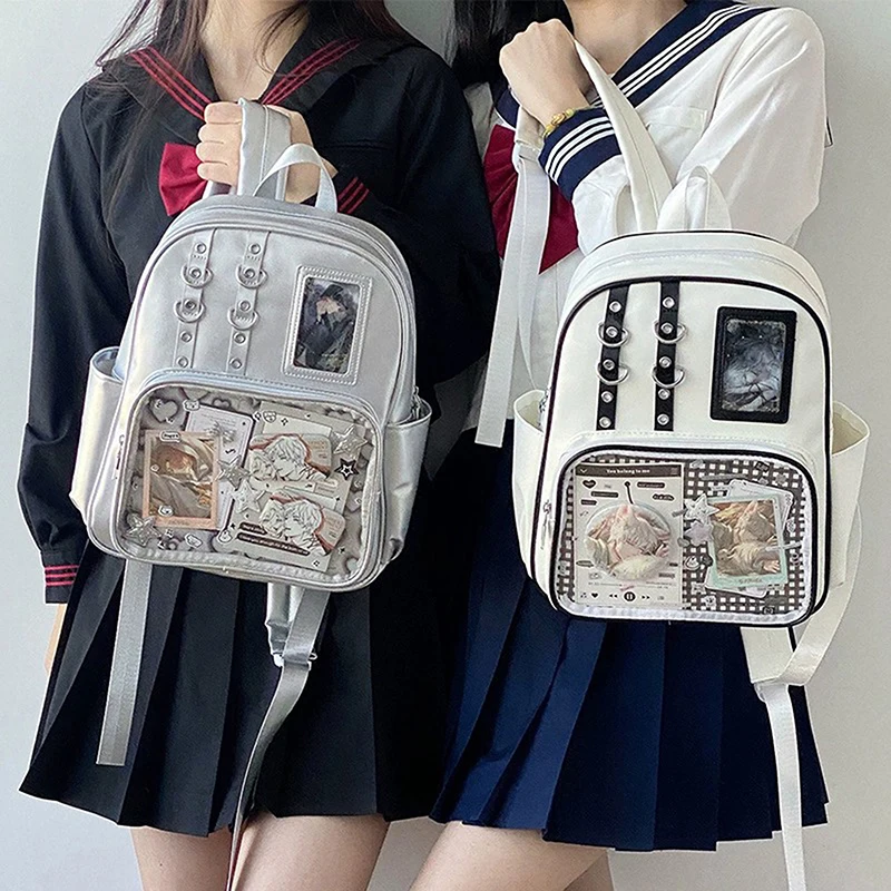 Borsa Ita per la scuola con cerniera trasparente stile preppy alla moda Zaino da donna morbido alla moda