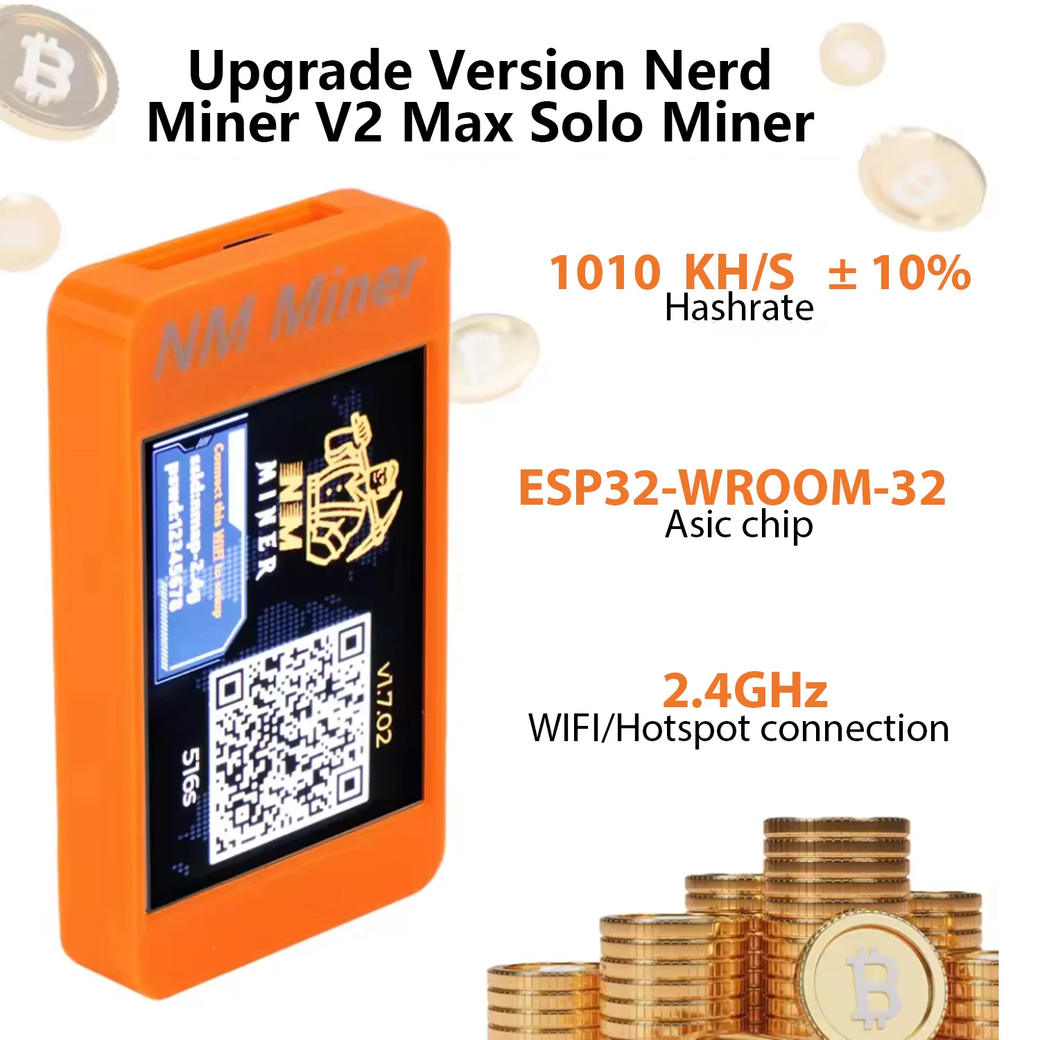 Bitcoins Miner NMMiner Atualização 1010KH/S Tela colorida de 2,8 polegadas DIY Solo Miner Crypto Miner Uso doméstico BTC