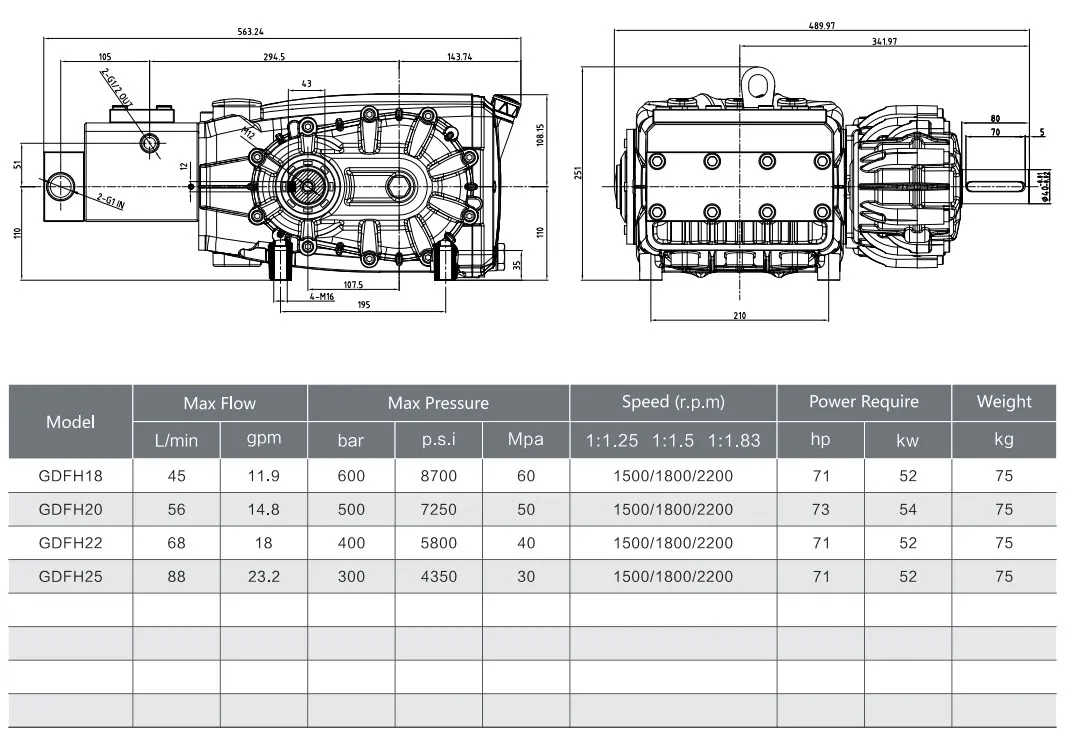 GDFH 90LPM 300Bar 50KW High Pressure Gear Pump 316L Wastewater Pump For Water Treatment