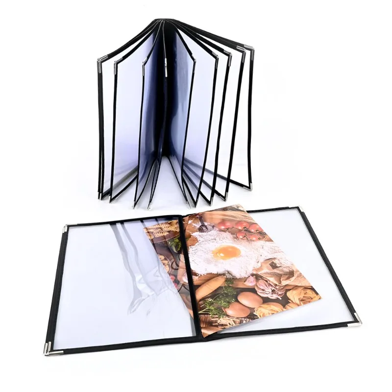 Factory Price PVC Clear A4 Silver Corner Recipe Restaurant Coffee Shop A La Carte Beverage List Menu Folder