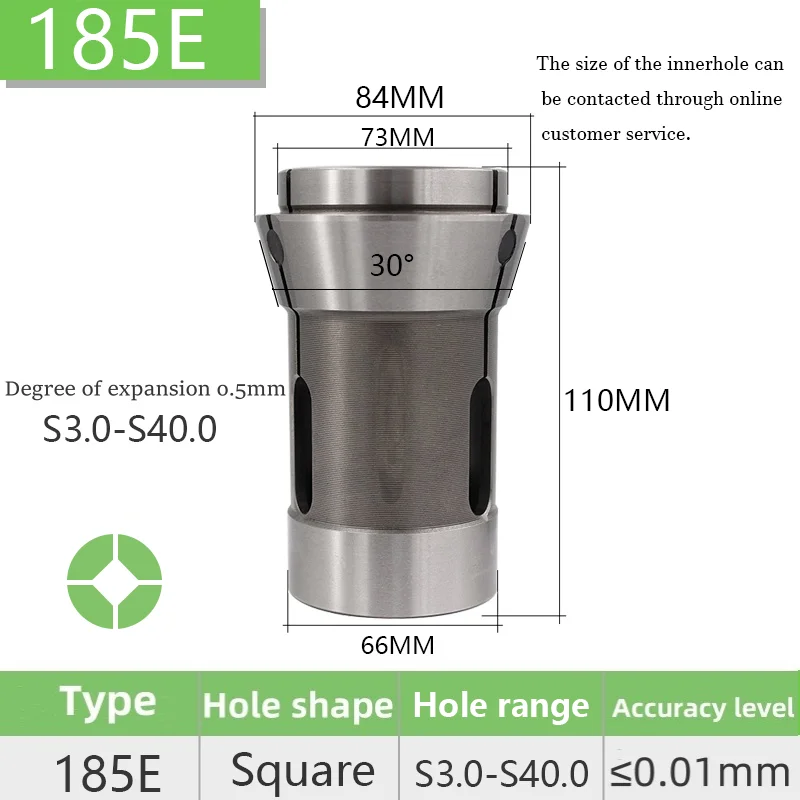 

F66 185E Square Hole S3-S40mm MIYANO CNC lathe Front Push collet Spring Steel High Precision Chuck Round Square Hexagon