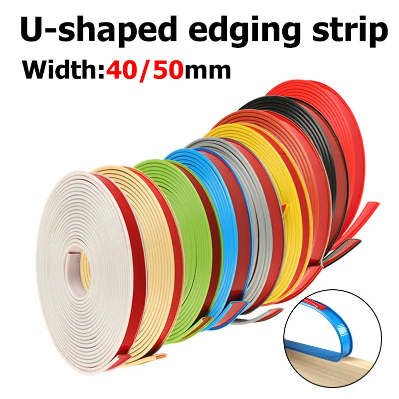 

Width 40/50mm 9 Color U-Shape Edge Banding Furniture Edge Strip Self Adhesive Edging Flexible Edge Protector