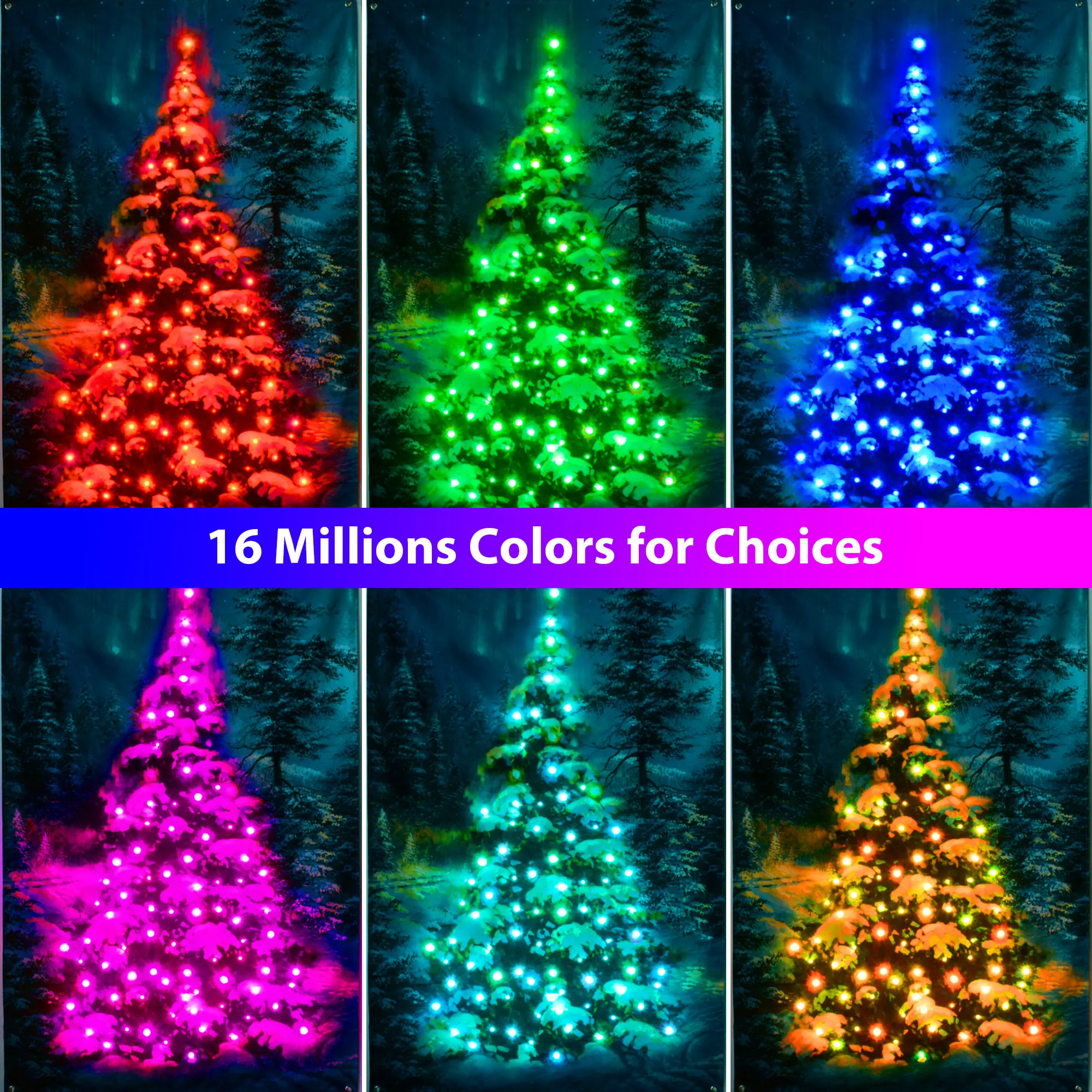 Christmas Tree Colorful Tapestry Canvas Garland with RGB LED Lights App Control Color DIY USB Power For Home Decor