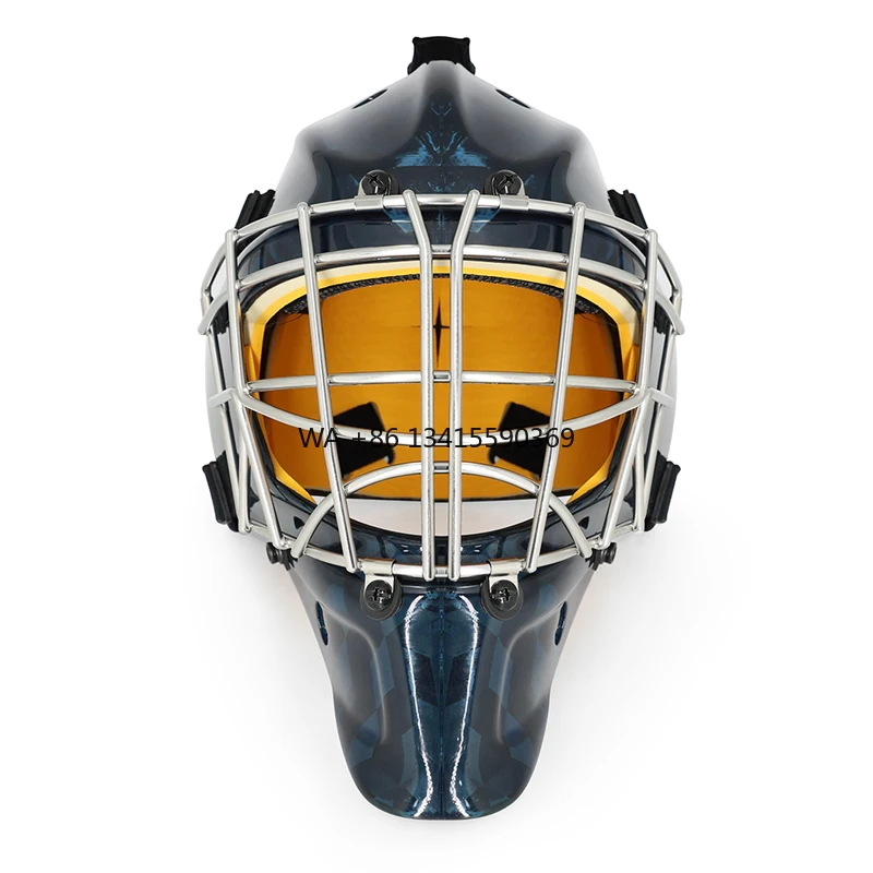 

High-quality 3D Twill Weave Carbon Fiber Ice Hockey Goalie Helmet with 4.8 Wire Diameter Stainless Steel Cage