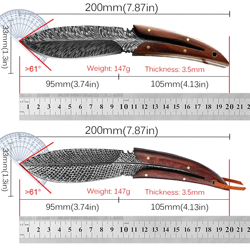 4CR13 Multi-Purpose Kitchen Knife for Fruit, BBQ,Cooking,Stainless Steel Meat Cleaver Boning Knife Chef Knife for Kitchen