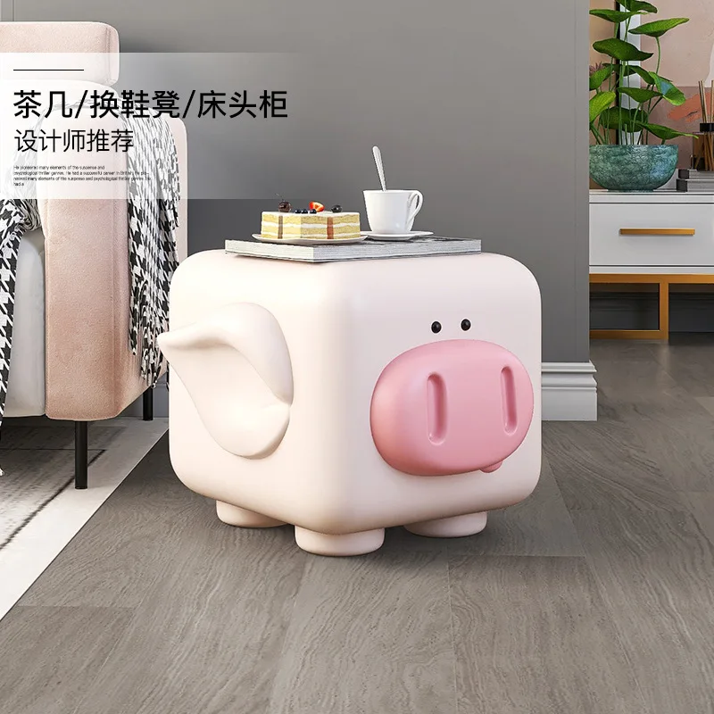 Cartoon Network Red Pig Decoration Home Accessories Sofa Coffee Table Porch Change Shoes Stool Children Room Bedroom Nightstand