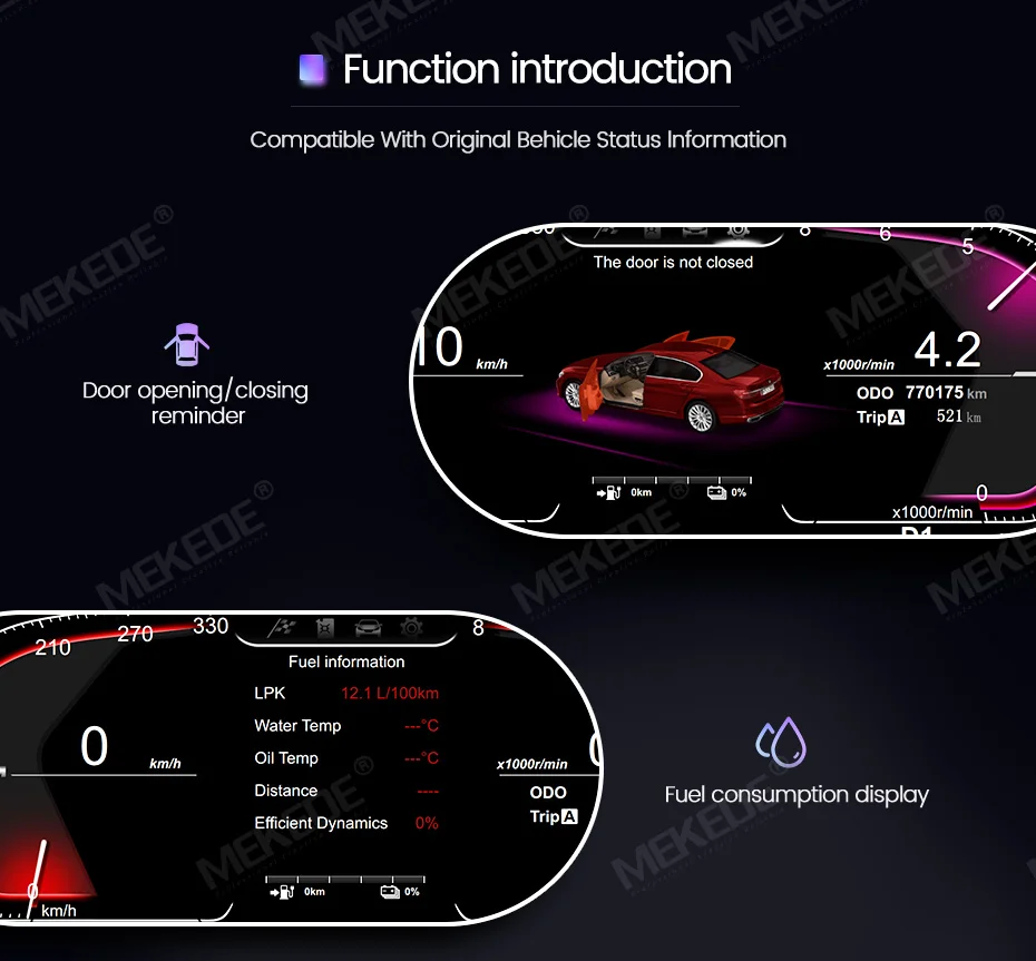 Mekede LCD-Dashboard Digitales Kombiinstrument für BMW 5/6/7er Serie X3/X4/X5/X6 F01 F07 F10 F15 F16 F25 F26 Tachometer Virtuelles Cockpit – Detail 15