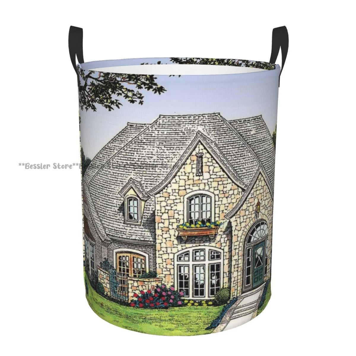 Fairy Tale Style House Laundry Basket Folding Dirty Clothes Toys Storage Bucket Household