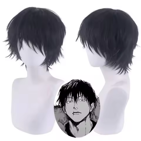 Anime Jujutsu Kaisen Toji Fushiguro Cosplay Wig Short Black Heat Resistant Synthetic Hair Wigs