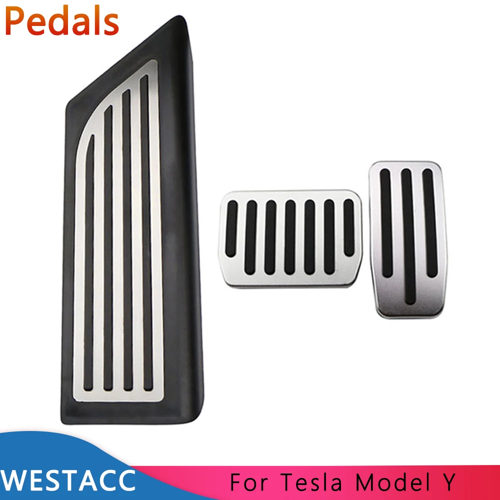 Car Pedals for Tesla Model Y ModelY 2019 2020 2021 Stainless Steel Accelerator Gas Brake Rest Pedal Covers Interior Accessories