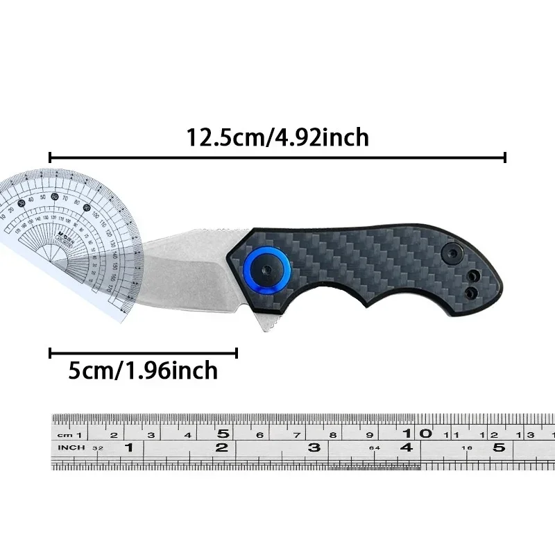 NEW 0022 Mini FoldingPocket Knife CPM-20CV Steel Blade Carbon Fiber Handle Bearings Portable Utility Knives Tactical EDC Tools