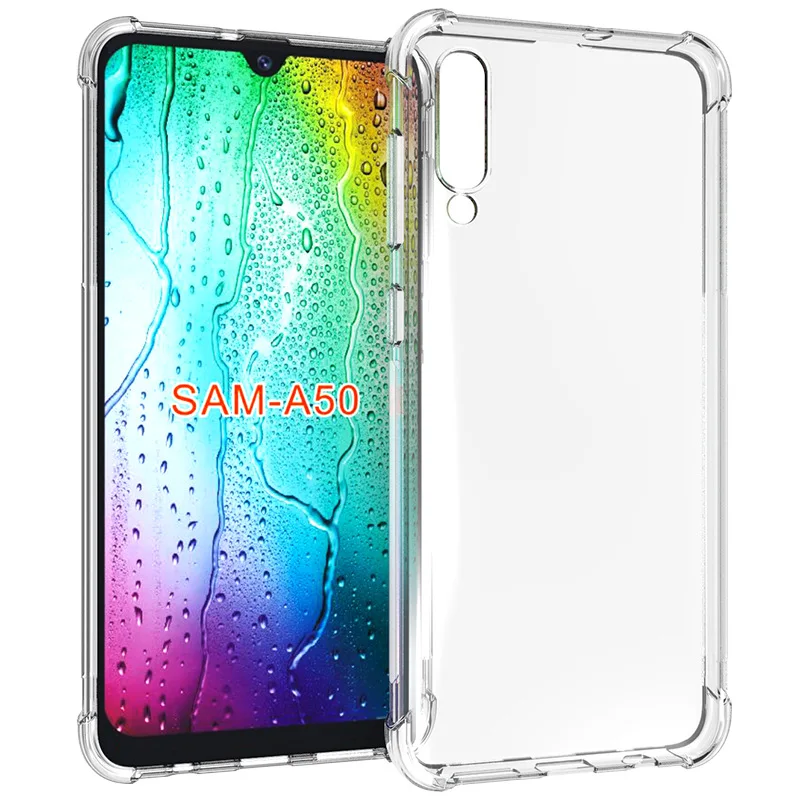 Für Samsung Galaxy A50 Dicke, stoßfeste, klare Silikon-Handyhülle für Samsung A50, transparente Schutzhülle