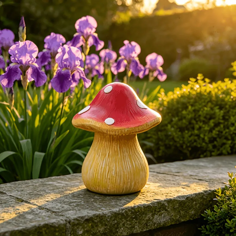 Spotted Mushroom Statue Key Hider Ornament, Decor Figurine with Secret Compartment Fairy-Tale Style, Indoor & Outdoor Decor