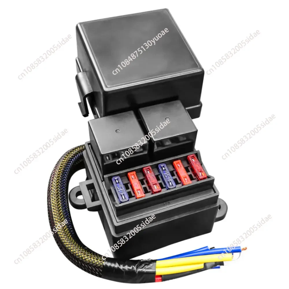 Fuse and Relay Box 6 Fuse Slots Pre Wired Supplies 80A Relays 12V 4 Pin 2 Relay Slots for Automotive RV Trailer Marine Car