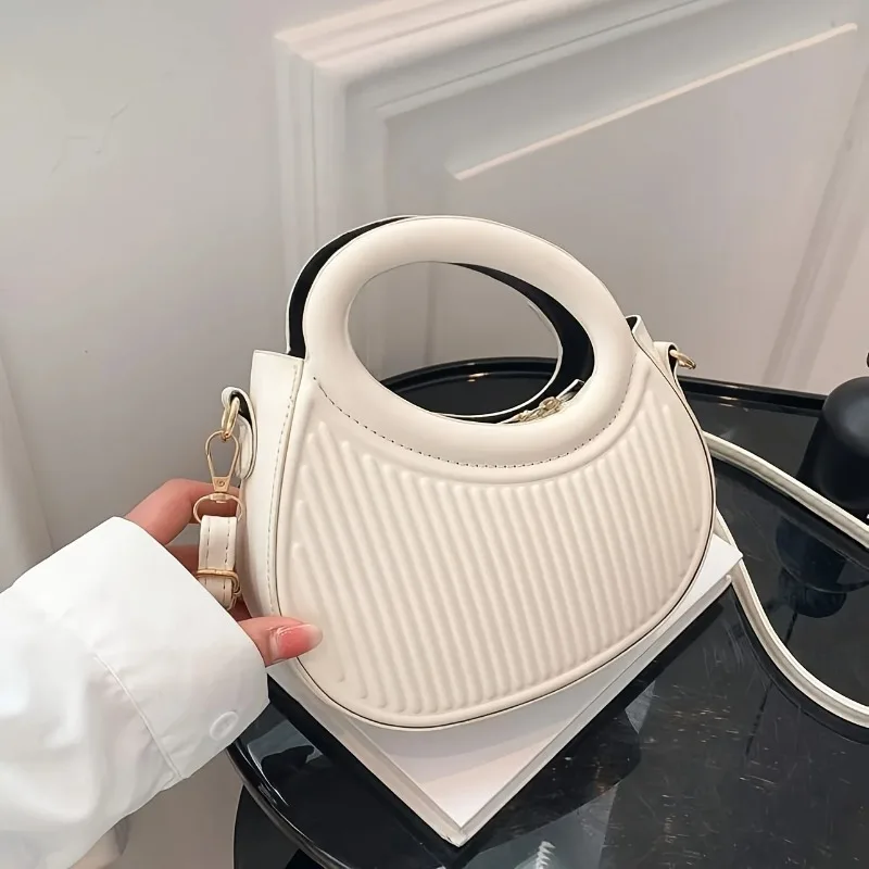 Chic Stripe Design Crossbody Bags for Women Elegant Synthetic Leather Handbag, Purse, Luxury Look Shoulder Bag for Everyday Use