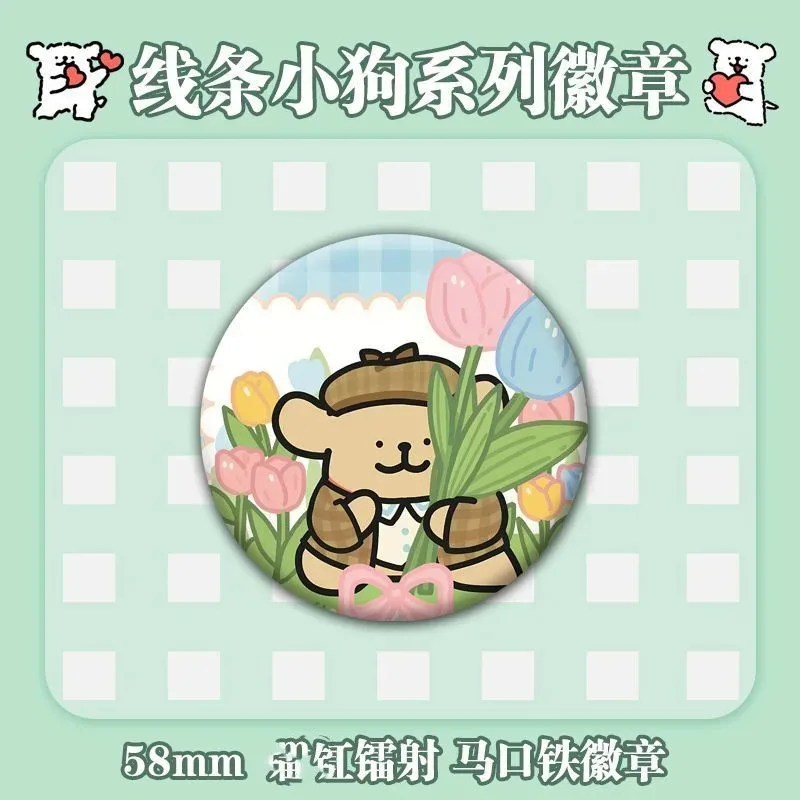 Cartoon Line Dog Tin Brooch Cute Laser Badge Creative Badge Clothes Backpack Jewelry Gift for Accessories Collection Gifts 58cm