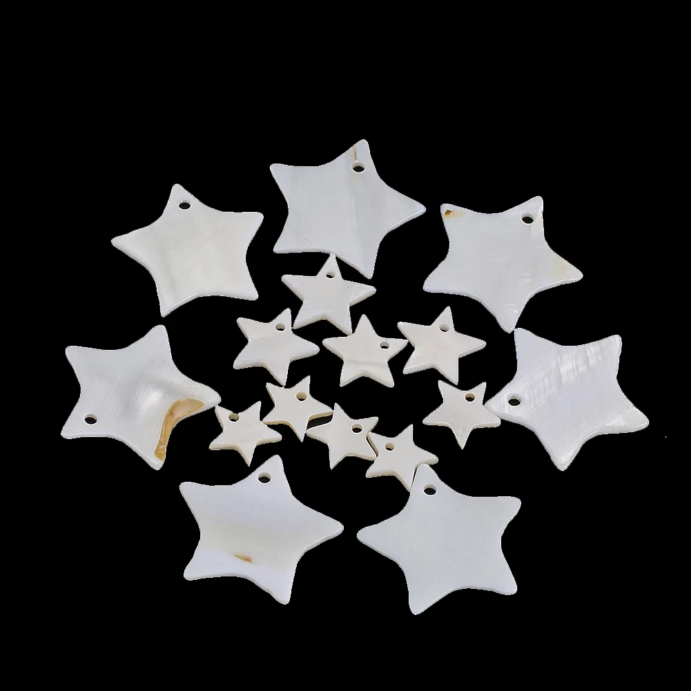 5 قطع قذيفة بيضاء طبيعية ثقب واحد الخماسي سحر صنع المجوهرات الاكسسوارات DIY المواد المنزل شنقا تزيين مُثبت